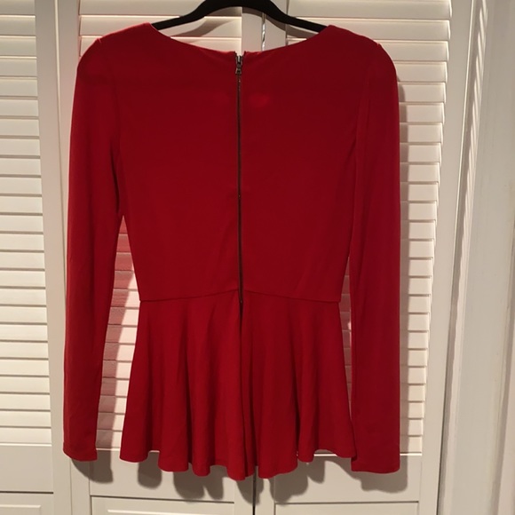 Alice & Olivia Red Peplum Top - Picture 2 of 3